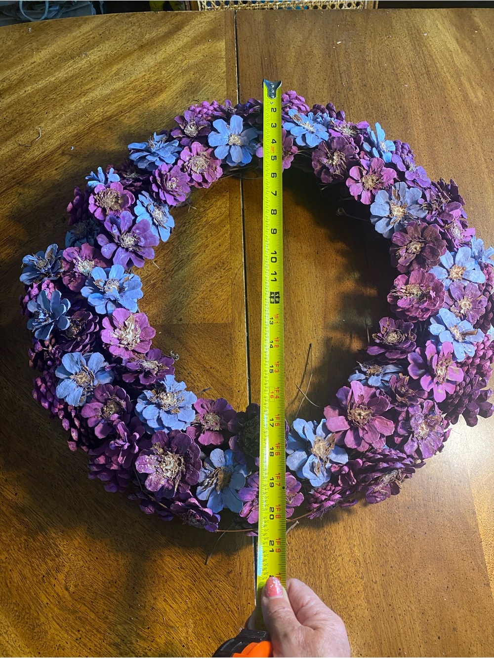 Purple Floral 20” Pinecone Spring/Summer Door Wreath